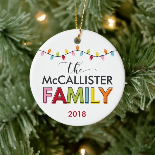 家族のクリスマスカラフル記念写真 セラミックオーナメント (ツリー)