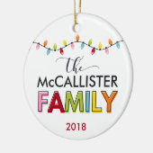 家族のクリスマスカラフル記念写真 セラミックオーナメント (左)