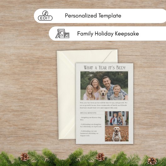 家族のクリスマスカードのニュースレター – 年レビュー 招待状