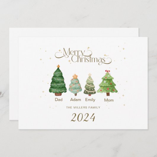 家族のクリスマスカードパーソナライズされたメリークリスマス シーズンカード (正面/裏面)