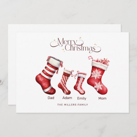 家族のクリスマスカードパーソナライズされたメリークリスマス シーズンカード (正面/裏面)