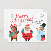 家族のクリスマスカーパーソナライズされたド ポストカード (正面/裏面)