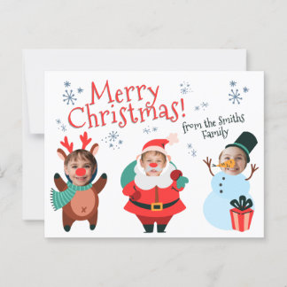 家族のクリスマスカーパーソナライズされたド ポストカード