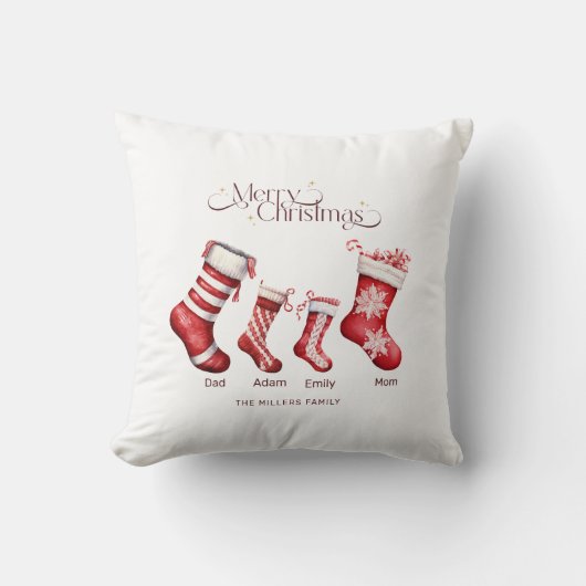 家族のクリスマスギフトパーソナライズされたメリークリスマス クッション (正面)