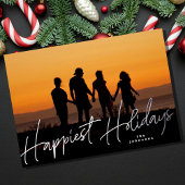 家族のクリスマスシルバー写真 箔シーズンカード