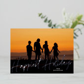 家族のクリスマスシルバー写真 箔シーズンカード (立ち正面)