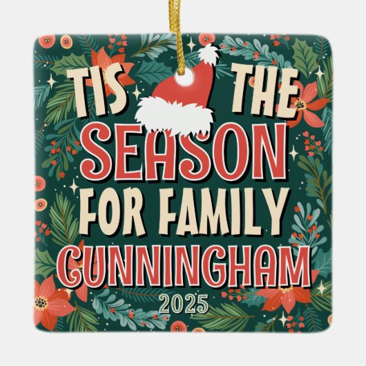 家族のクリスマスシーズン セラミックオーナメント (正面)