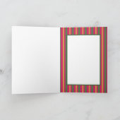 家族のクリスマスストライプ写真 ホリデーポストカード カード (内部)