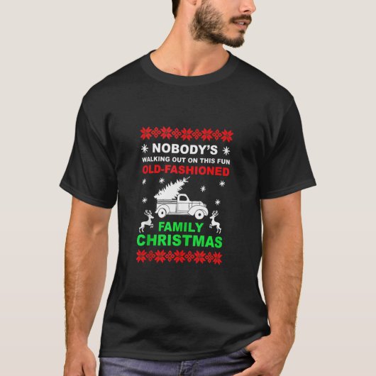 家族のクリスマスバケーション パジャマ 面白い クリスマス みにくい Tシャツ (正面)