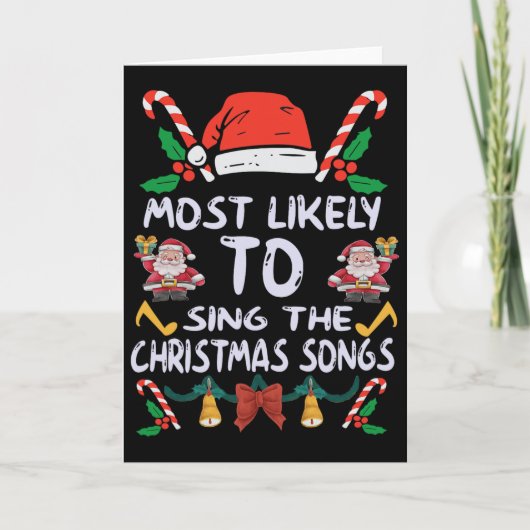家族のクリスマスパジャマでクリスマストを歌う可能性大 カード (正面)