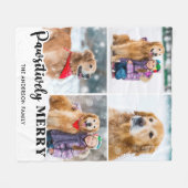 家族のクリスマスパーソナライズされたペットの写真コラージュ フリースブランケット (正面(横))