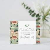 家族のクリスマスパーティーレトロ日付の保存 ポストカード (スタンド正面)