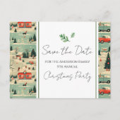 家族のクリスマスパーティーレトロ日付の保存 ポストカード (正面)