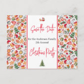 家族のクリスマスパーティー保存日付クリスマス休日 ポストカード (正面)