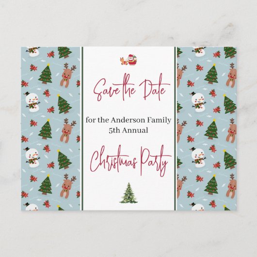 家族のクリスマスパーティー日付の休日を保存 ポストカード (正面)