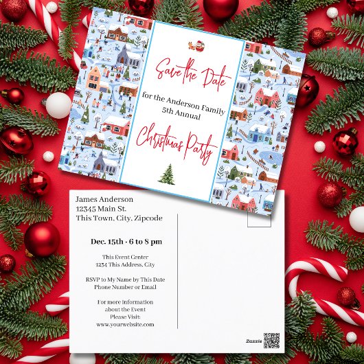 家族のクリスマスパーティー日付の休日を保存 ポストカード