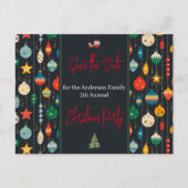 家族のクリスマスパーティー日付の保存オーナメント ポストカード (正面)