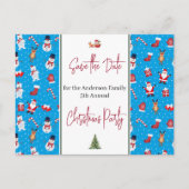 家族のクリスマスパーティー日付の保存雪だるま ポストカード (正面)