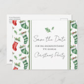 家族のクリスマスパーティー日付の保存 ポストカード (正面/裏面)