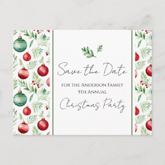 家族のクリスマスパーティー日付の保存 ポストカード (正面)