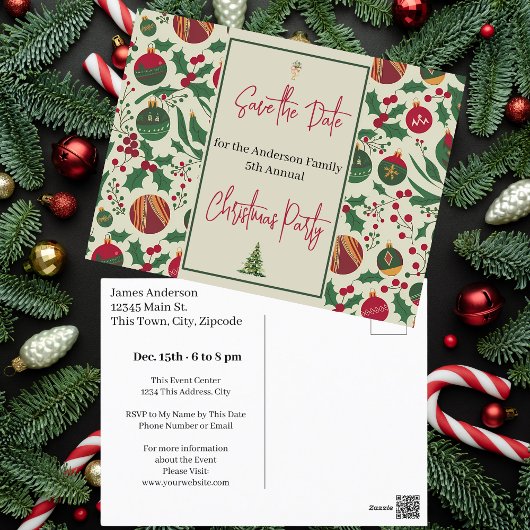 家族のクリスマスパーティー日付の保存 ポストカード