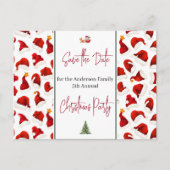 家族のクリスマスパーティー日付を保存サンタハット ポストカード (正面)