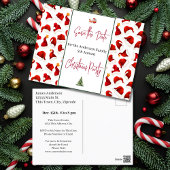 家族のクリスマスパーティー日付を保存サンタハット ポストカード