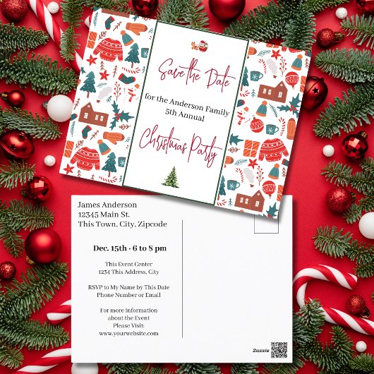 家族のクリスマスパーティー日付醜いセーターを保存 ポストカード