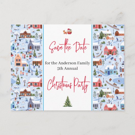 家族のクリスマスパーティーWinterlandの日付を保存 ポストカード (正面)