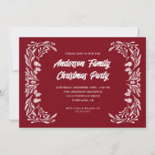 家族のクリスマスパーティ 現代的な白と緑 招待状 (正面)