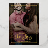 家族のクリスマスフォトスクリプト金ゴールド 箔シーズンカード (正面)