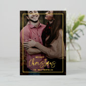 家族のクリスマスフォトスクリプト金ゴールド 箔シーズンカード (立ち正面)