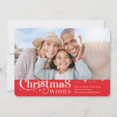 家族のクリスマスフォトスタイリッシュタイポグラフィ赤 シーズンカード (正面)