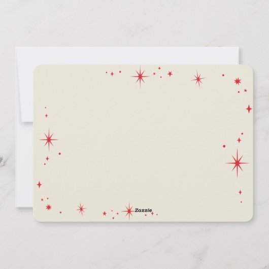 家族のクリスマスフォトスタイリッシュタイポグラフィ赤 シーズンカード (裏面)