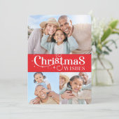 家族のクリスマスフォトスタイリッシュタイポグラフィ赤 シーズンカード (スタンド正面)