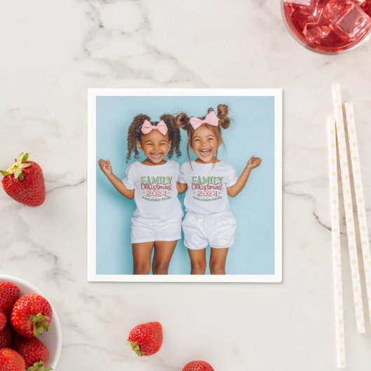 家族のクリスマスフォトホリデー スタンダードカクテルナプキン (インサイチュ)