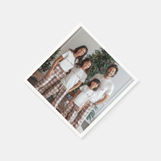 家族のクリスマスフォトホリデー スタンダードカクテルナプキン (角)