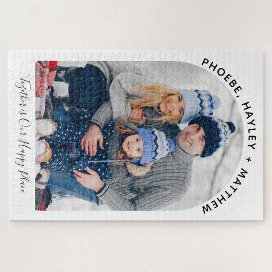 家族のクリスマスフォト一緒に私たちの幸せな場所 ジグソーパズル (横)