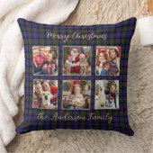 家族のクリスマスプレッドフォトコラージュパーソナライズされた(Christmas Plaid Pho クッション (ブランケット)