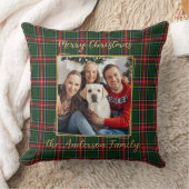 家族のクリスマスプレドカスタム金ゴールドモダン写真 クッション (ブランケット)
