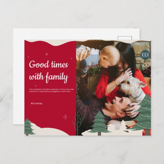 家族のクリスマスポストカードとベビーと犬 シーズンポストカード (正面/裏面)