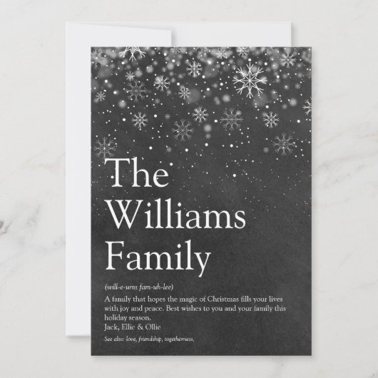 家族のクリスマスメッセージ 黒板 シーズンカード (正面)