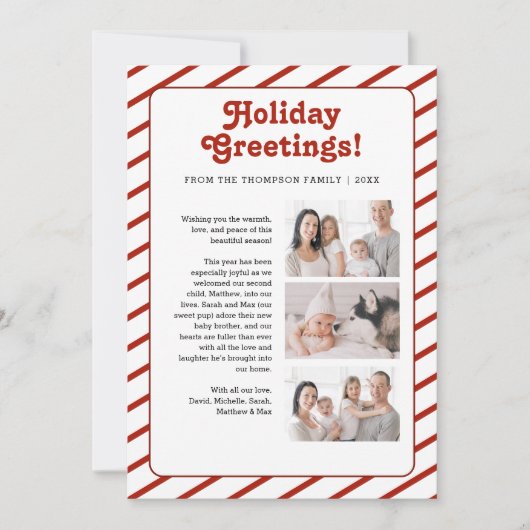 家族のクリスマスレターメールの更新カスタム写真 シーズンカード (正面)