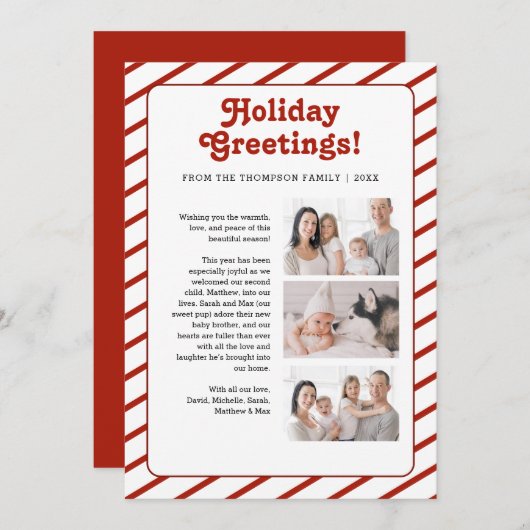 家族のクリスマスレターメールの更新カスタム写真 シーズンカード (正面/裏面)