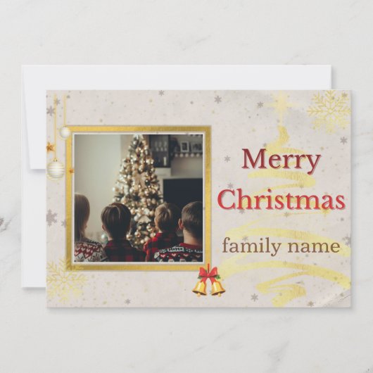 家族のクリスマス写真のホリデーカード サンキューカード (正面)