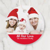 家族のクリスマス写真の休日の願い フェイバータグ (正面)