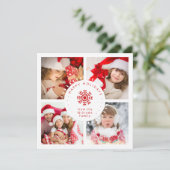 家族のクリスマス写真スノーフレークテンプレート シーズンカード (スタンド正面)