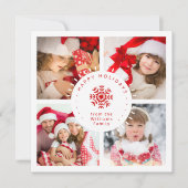 家族のクリスマス写真スノーフレークテンプレート シーズンカード (正面)