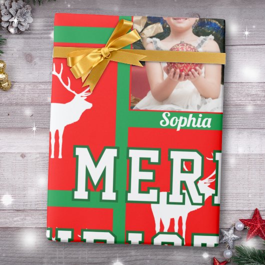 家族のクリスマス写真 ラッピングペーパー