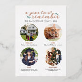 家族のクリスマス年を思い出すバラ金ゴールド 箔シーズンカード (正面)